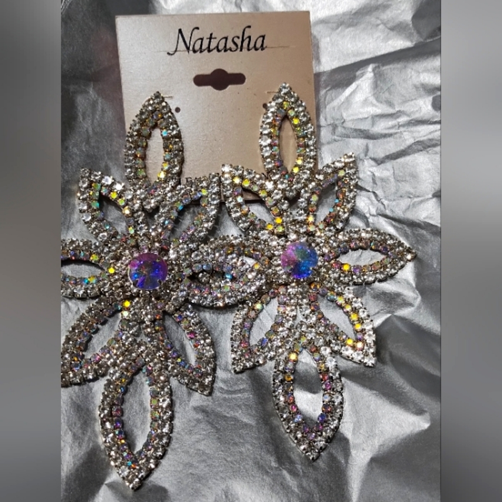 Natasha Couture Silver and Gold Statement Earrings